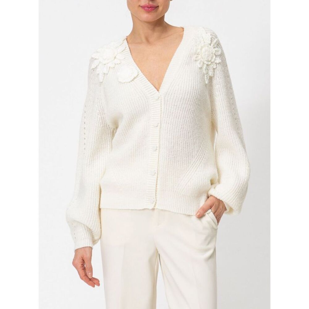Twinset Women Twinset V-Neck Wool Blend Cardigan With Flower Application